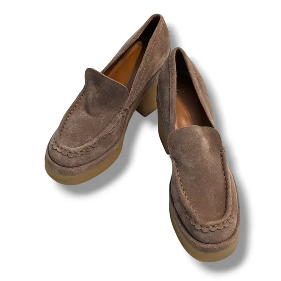 NWOB Marc Fisher LTD. Lina Slip On Platform Loafer Pumps In Taupe, Size 8.5 - Picture 3 of 9